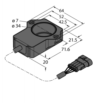 Turck RI90P1-QR20-LU4X2-0.24-AMP01-3P  - изображение 1