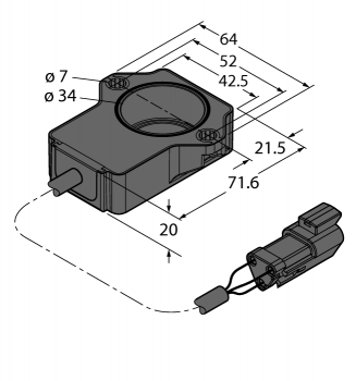 Turck RI240P1-QR20-LU4X2-0.15-DT04-3P 